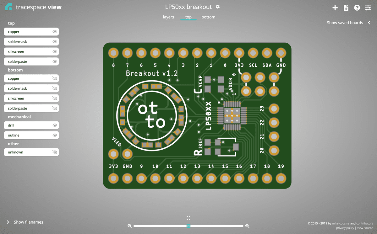 Screenshot of the front of the board